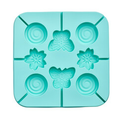 Silicone lollipop mold on a white background