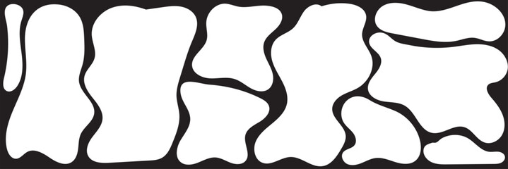 Blob shape organic, vector illustration set. Collection from abstract forms for design and paint. Liquid silhouette drop in modern style. Basic stains isolated elements on white background