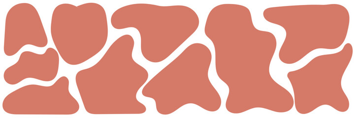 Blob shape organic, vector illustration set. Collection from abstract forms for design and paint. Liquid silhouette drop in modern style. Basic stains isolated elements on white background