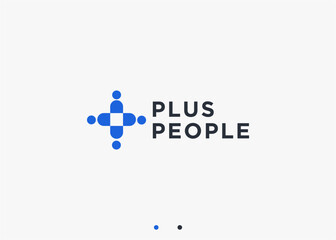 plus with people logo design vector silhouette illustration