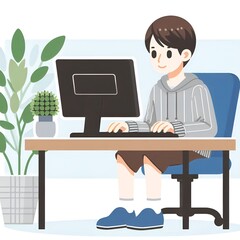 person working on computer. Generative AI.
vector , technology, illustration