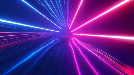 Fototapeta premium Neon speed of light in blue, purple, and red hues.