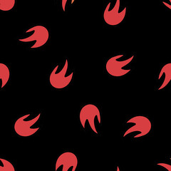 Hand Drawn Cute Cartoon Seamless Pattern with Fire. Flat Inferno Print in Doodle Style. New Idea or Startup. Danger Caution. Adventure, Hiking background, Wrapping or Wallpaper.