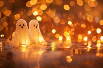 Ghostly Halloween Decor in Glowing Bokeh