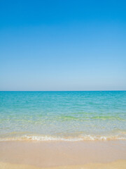 Beautiful horizon Landscape summer vertical front view point tropical sea beach white sand clean and blue sky background calm Nature ocean Beautiful  wave water travel at Sai Kaew Beach thailand