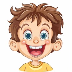 Obraz premium Excited Cartoon Boy Illustration with Happy Expression