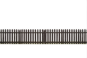 Wooden fence on white background. Enclosing structure