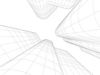 abstract 3d architecture vector illustration