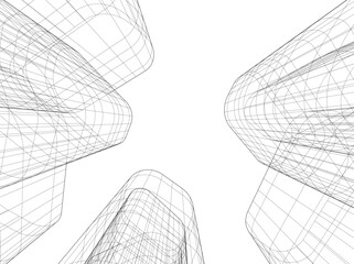 abstract 3d architecture vector illustration