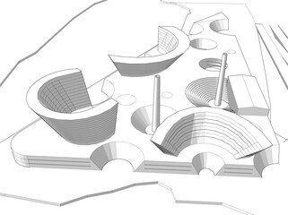 abstract 3d architecture vector illustration