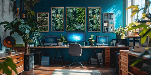 a digital art wall of photos of a corporate photographer business.