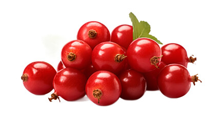 Obraz premium a pile of red cherries with a green leaf