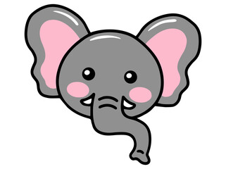 Elephant Animal Head Cartoon Illustration
