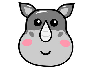 Rhinoceros Animal Head Cartoon Illustration