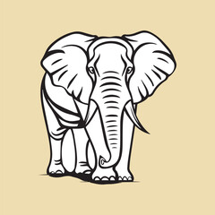 Elephant Silhouette Line Art Vector Illustration.