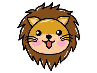 Lion Animal Head Cartoon Illustration