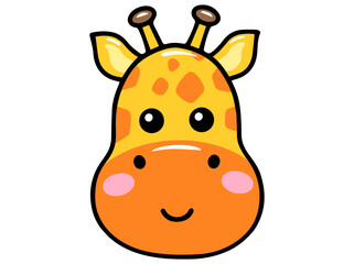 Giraffe Animal Head Cartoon Illustration