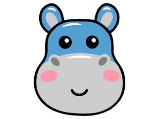 hippopotamus Animal Head Cartoon Illustration