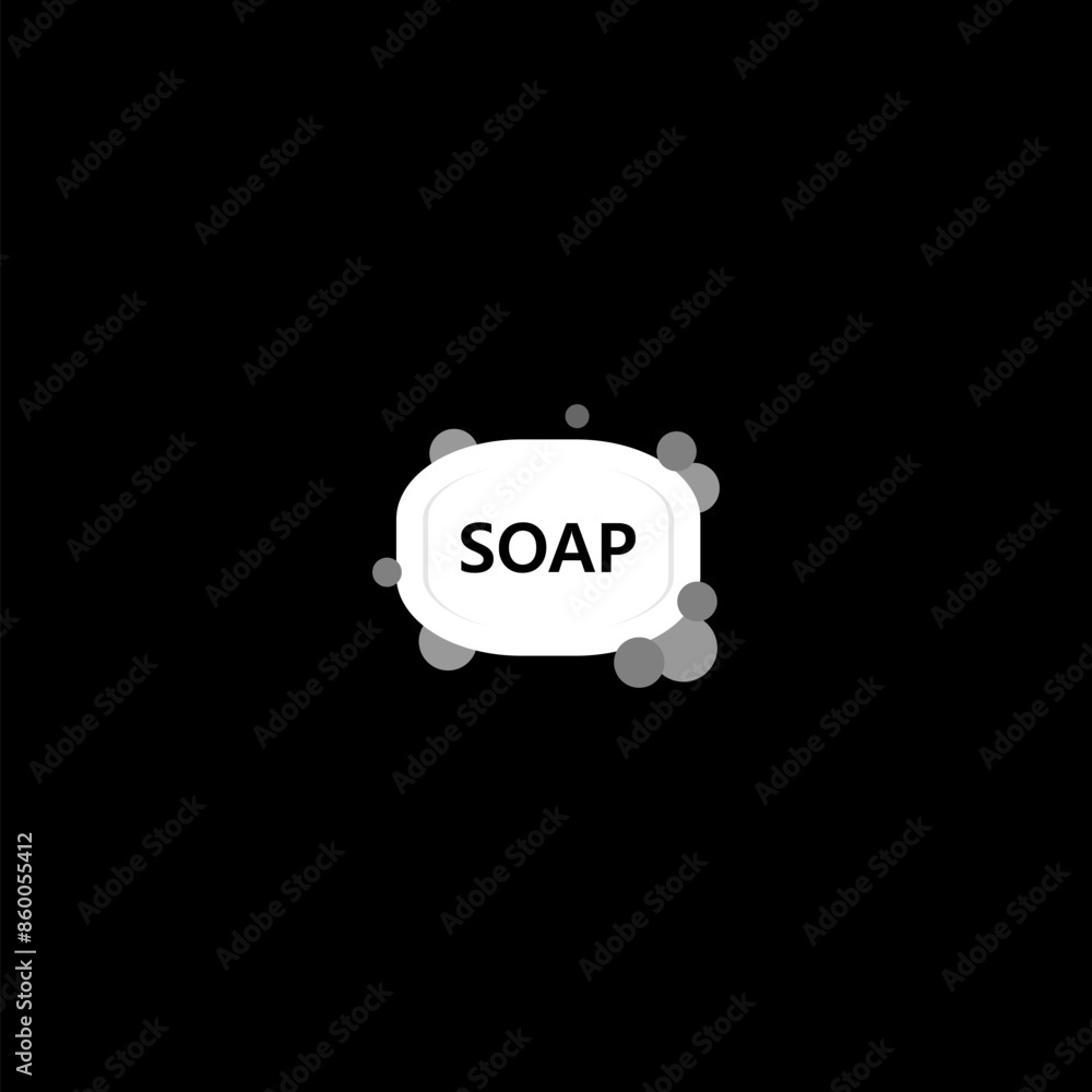 Poster bar of soap with foam icon isolated on dark background