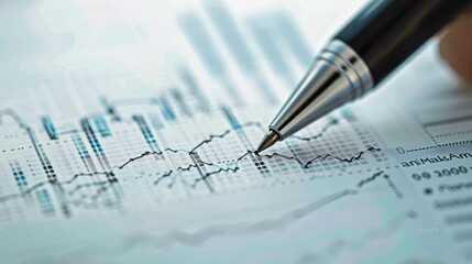 A close-up of a pen marking points on a complex graph, indicating precise analytical work