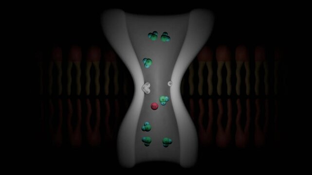 How sodium channel work in a cell membrane (3D Rendering)