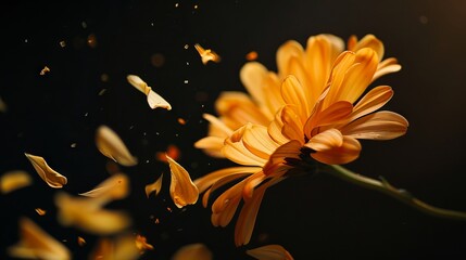 Fototapeta premium A flower is being blown away by the wind.