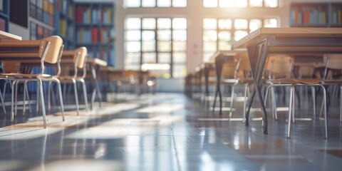 Empty Classroom with Blurred Foreground