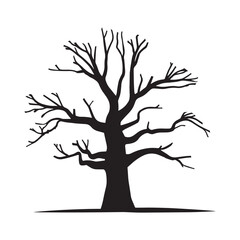 Flat Tree Silhouette Isolated on White Background.