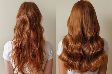 Fototapeta premium Hair. Before and After. Damaged Hair Treatment. Haircare