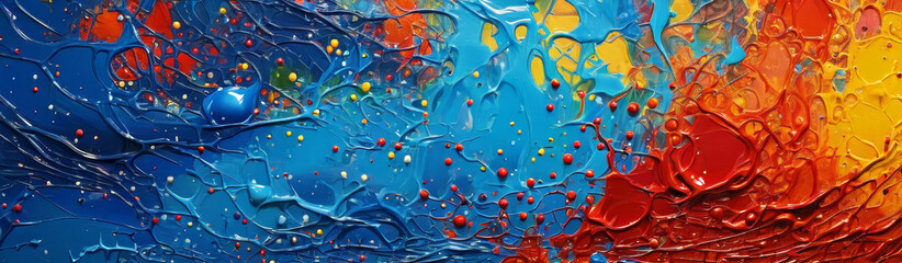 A banner made of spilled colored oil paint covering the entire background.