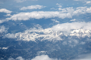 Cloud Formations and the alps near the Zugspitze from an Air Plane