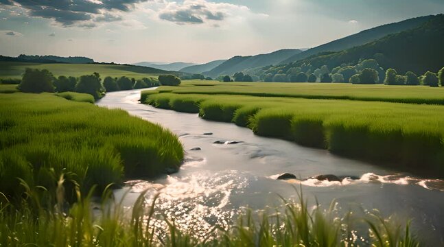 Rzeka płynąca przez pola