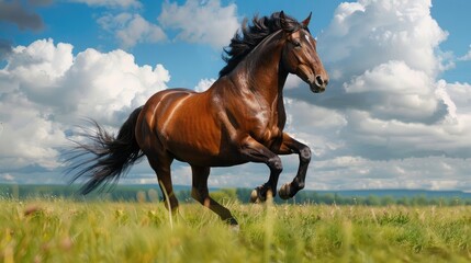 Obraz premium A horse galloping freely across a green meadow