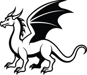 black and white dragon vector