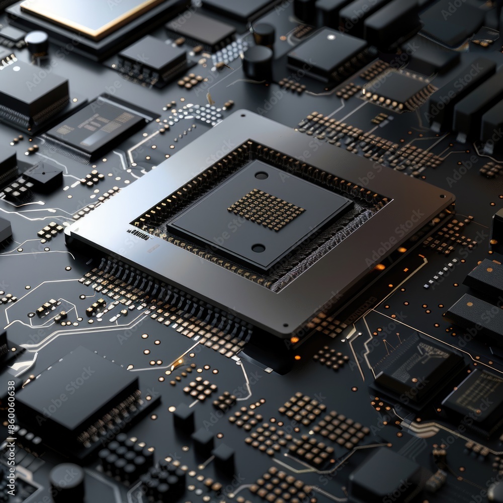 Leinwandbilder A detailed view of a computer motherboard's components and circuitry, useful for tech-related projects or tutorials