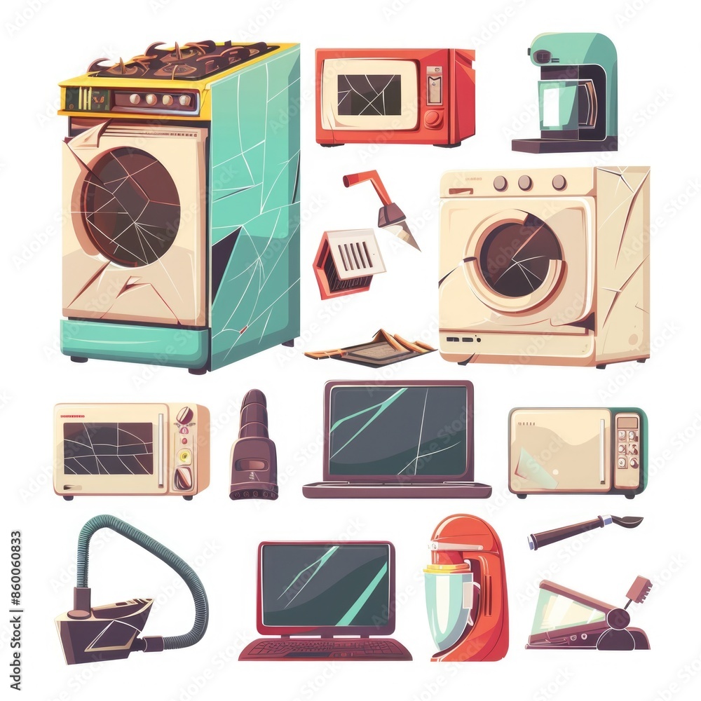 Poster image of electronics showroom displaying different devices, can be used in articles about technology