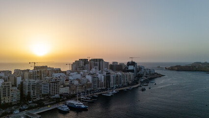 Obraz premium Aerial views over Sliema Malta at sunrise