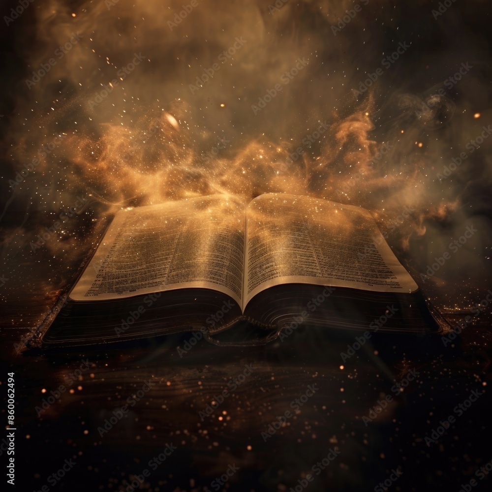 Poster A book with a light source, possibly symbolic or for reading in the dark