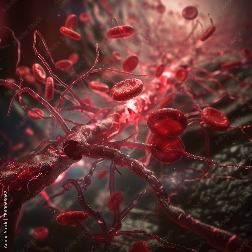 Poster a close-up view of a tree's cellular structure, revealing intricate details of cell membranes and or