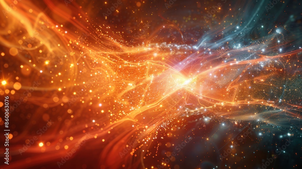 Aufkleber artistic representation portraying the transfer of quantum information between particles.
