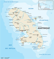 Fototapeta premium Vector map of the Caribbean island of Martinique, France