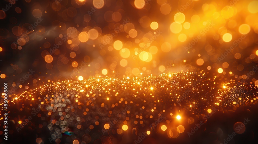 Poster an array of golden bokeh lights creates a dreamy and magical atmosphere, illuminating the surroundin