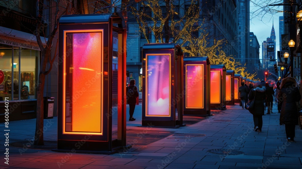 Aufkleber digital signage and interactive kiosks transforming urban spaces.