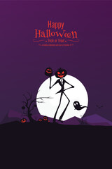 Halloween Night with Jack-o'-Lantern Man. vector design