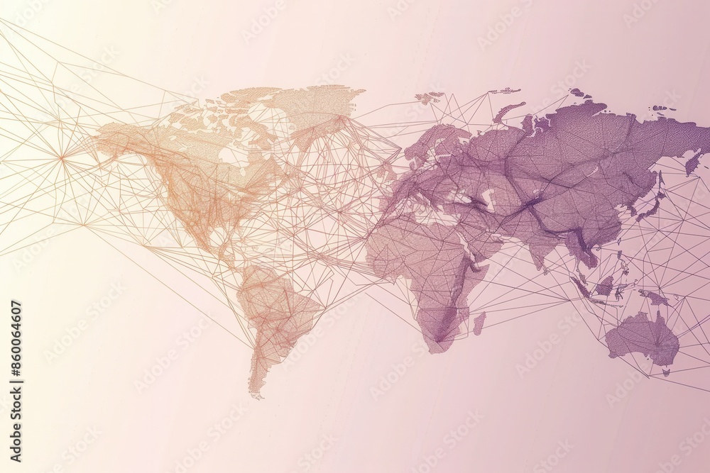 Poster a clean and simple illustration of a world map with connected continents, perfect for travel compani