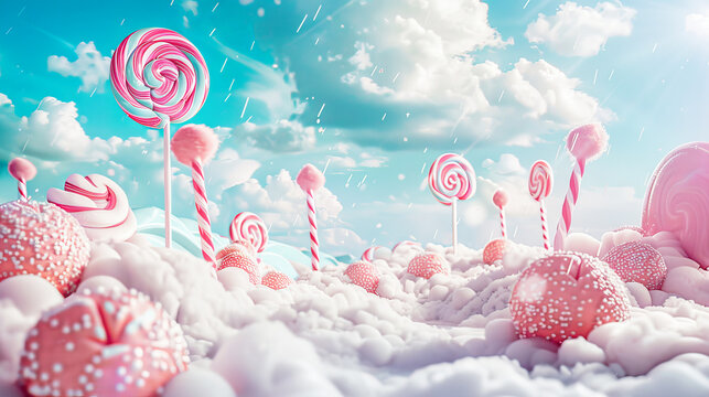 Fantasy surreal candy and sweets landscape