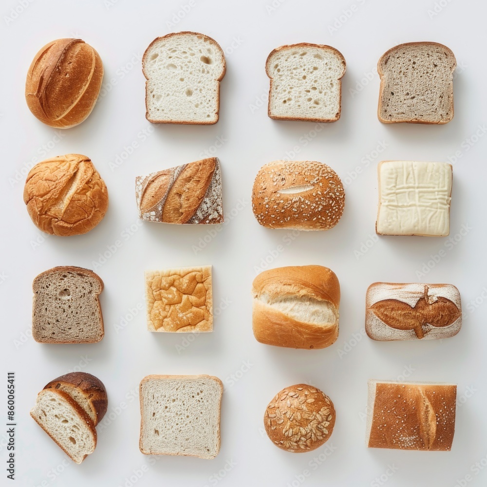Aufkleber a selection of different breads arranged on a table