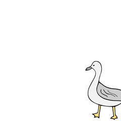 Fototapeta premium Cute square postcard with seagull. Background for summer sale, travel promotions. Isolated on white background. Vector summer clip art for postcards, design, printing, social media.