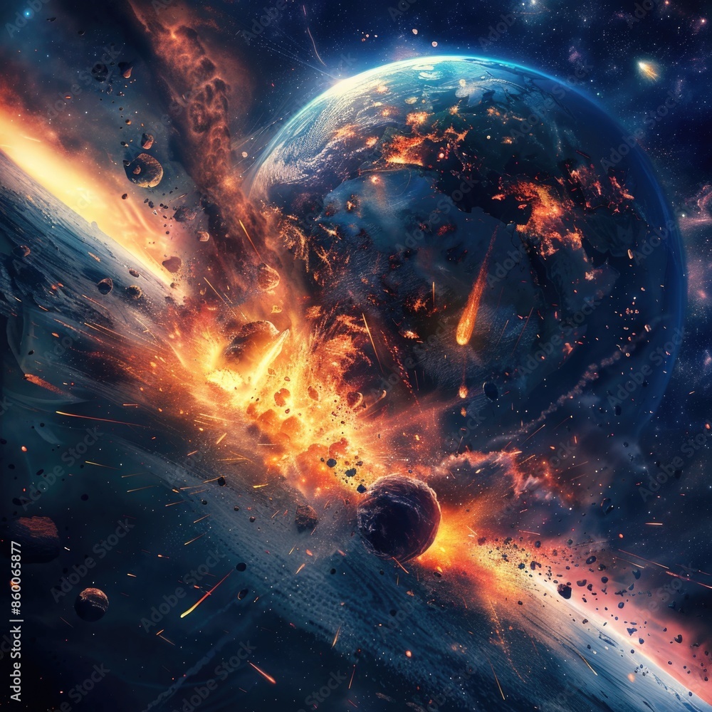Poster a distant planet in the cosmos, suitable for futuristic or sci-fi themed projects