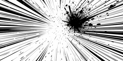 geometric lines. explosion outward of lines, 2d illustration, white background